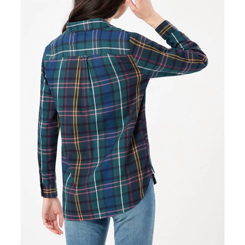 NEW JOULES lorena longline brushed woven shirt in navy check - Picture 3 of 4